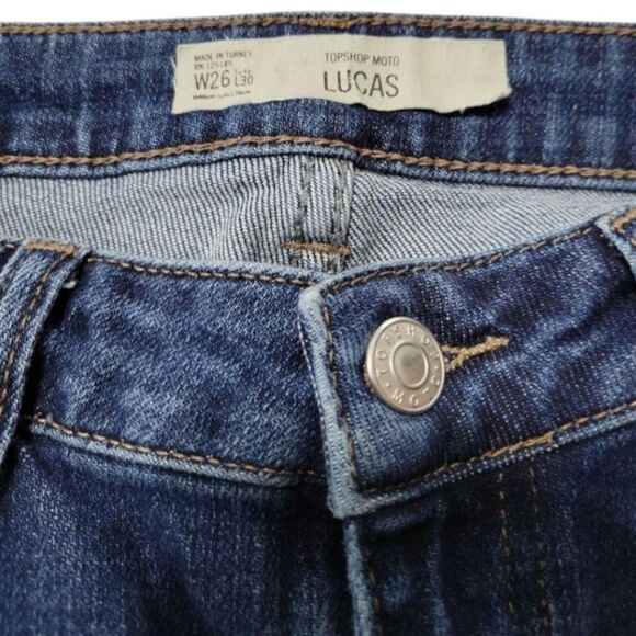 Topshop Jeans Size 26 W26"xL23.5" Topshop Moto Lucas Jeans Crop Distressed Jeans - Picture 8 of 8